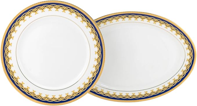 Euro Porcelain 57-pc Banquet Dinnerware Set, Luxury Bone China Tableware, Service for 8