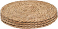 Defined Deco Woven Placemats Set of 4,12" Round Rattan Placemats,Natural Hand-Woven Water Hyacinth Placemats,Farmhouse Weave Place Mats,Rustic Braided Wicker Table Mats for Dining Table,Home,Wedding.