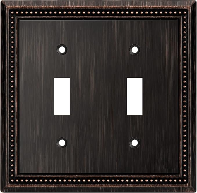 Henne Bery Sunken Pearls Heavy Duty Decorative Wall Plate Switch Plate Outlet Cover (Double Toggle, Aged Bronze)