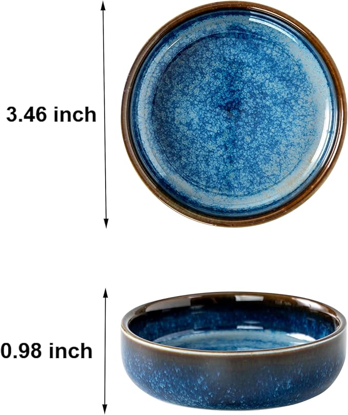 Dipping Bowls Set of 4, 2462°F High-Fired Reactive Glaze Ceramic Small Bowls for Dips,Olive Oil & Sauce,Elevates Table Setting,Idea for BBQ,Afternoon Tea,Entertaining,Housewarming & Holiday Gifts