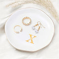 ProCase Ceramic Jewelry Tray, Initial Ring Dish Trinket Plate Engagement Gift, Small Personalized Monogram Ring Bowl for Wedding, White Decorative Jewelry Holder for Women Vanity -Letter X
