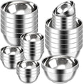 Mimorou 20 Pack 304 Stainless Steel Bowls Set 13 oz 34 oz Metal Double Walled Insulated Snack Mixing Lightweight Multipurpose Toddler Dinner Bowls for Ice Cream, Cereal, Snack
