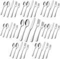 Stainless Steel Flatware Set - Forks, Knives, and Spoons for Home and Restaurant Kitchen - Rust Resistant Cutlery Utensils (160, Silver)