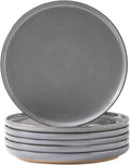 Ceramic Dinner Plates Set of 6,Stoneware 10 Inch,Microwave,Dishwasher and Oven Safe,Porcelain Dessert Plates for Pasta,Salad and Steak,Christmas Gift,Dish for Kitchen,Scratch Resistant,Gray