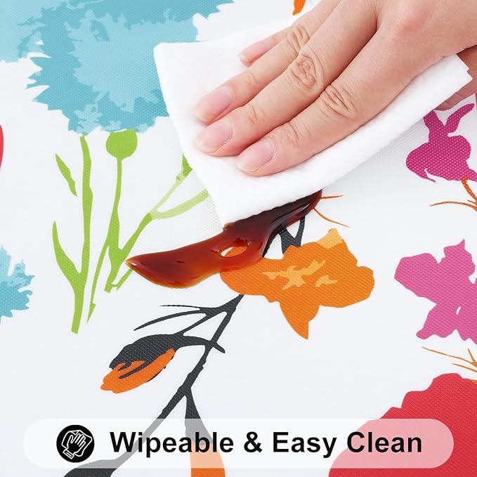 Smiry Rectangle Table Cloth Cover, Waterproof Elastic Fitted Picnic Tablecloth for 4 Foot Tables, Wipeable Flannel Backed Vinyl Tablecloths for Camping, Dining, Outdoor (Off White, 24" x 48")