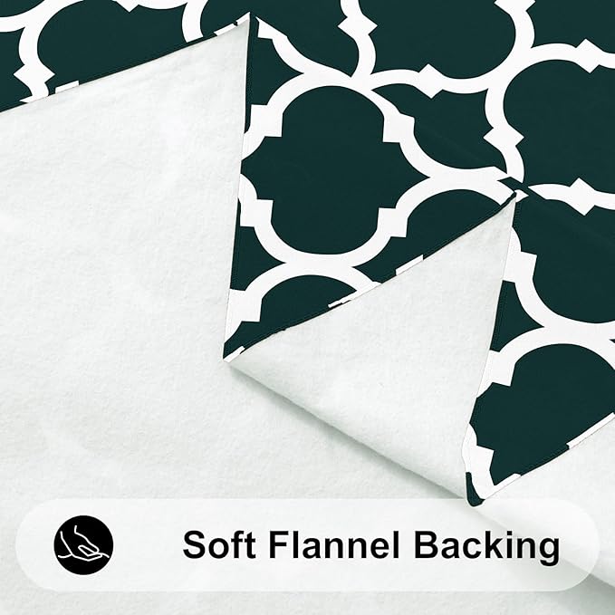 Smiry Rectangle Table Cloth, Waterproof Vinyl Tablecloth with Flannel Backing for Rectangle Tables, Wipeable Spillproof Plastic Tablecloths for Dining, Indoor and Outdoor (60"x120", Hunter Green)