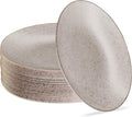 PLASTICPRO 30 Pack Disposable Plastic Plates Heavyweight Granite Look Elegant 9 inch Dinner Plates Grey with Gold Rim