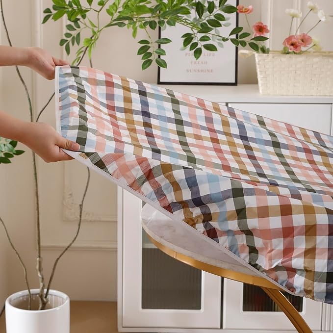 Walrus Round Vinyl Fitted Tablecloth with Flannel Backing Elastic Edge Design Table Cover Waterproof Oil-Proof PVC Table Cloth Stain-Resistant Best for 57"-66" Round