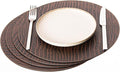 Nikalaz Round Placemats Set (Pack of 4) Recycled Leather Table Mats 15 inches, Kitchen Dining Table Decor by Nikalaz (Crockodile)