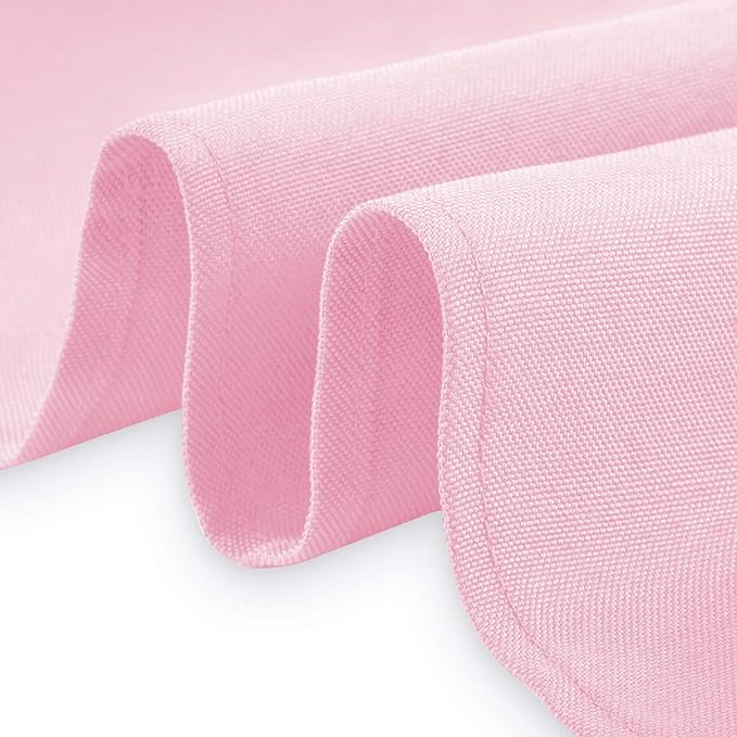 Lann's Linens 90 x 132 Inch Rectangular Tablecloth, Washable Polyester Fabric Table Cloth for Dining Tables, Parties, Restaurants, Weddings - Pink