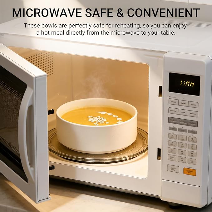 GZG Ceramic Cereal Bowls Set of 4,6 Inch Stoneware Soup Bowls,Dishwasher and Microwave Safe,Stackable,Scratch Resistant for Oatmeal,Fruit,Salads and Rice(Ivory White)