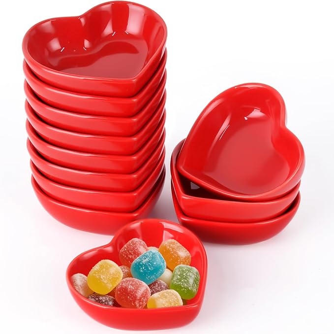 12PCS Heart Shaped Bowl Heart Bowl For Candy Lovers, Office Desk Decor, Home Snack Display, Valentine'S Day, Wedding Celebrations, Birthday Parties,Family Kitchen Use
