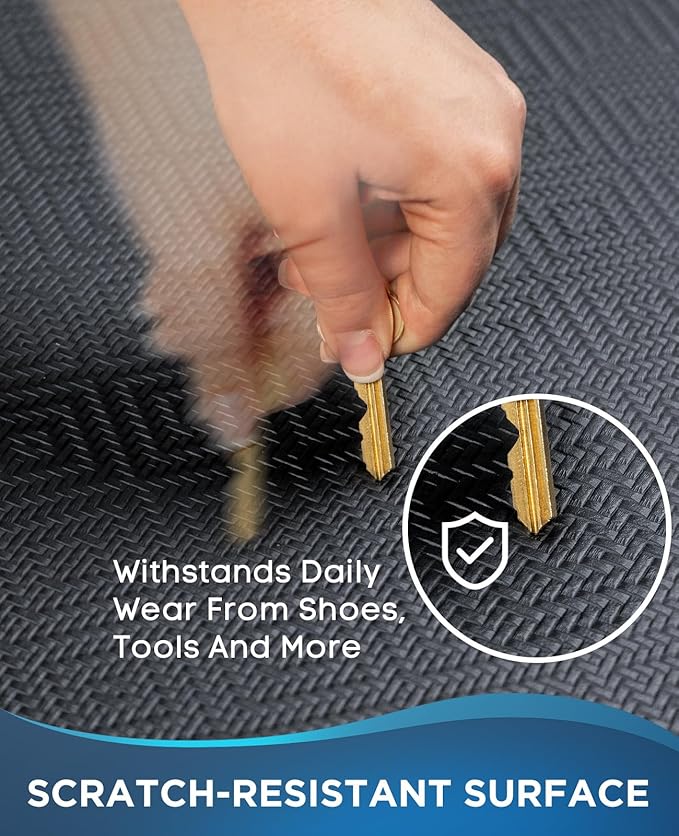 Ophanie Kitchen Mats for Floor, 3/4 Inch Thick Kitchen Rugs, 24'' x 70'' Anti Fatigue Standing Cushioned Mat, Waterproof,Comfort Ergonomic Mat for Office, Home, Sink, Black Non-Slip Bottom