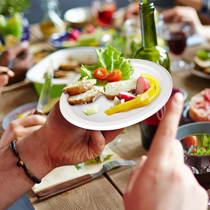 300 Pack Small Compostable Paper Plates, 6 inch, Made from Sugarcane Fibers, Recycled, White
