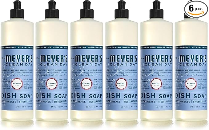 MRS. MEYER'S CLEAN DAY Liquid Dish Soap, Bluebell, 16 fl. oz - Pack of 6