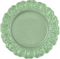 Charger Plates, 100pcs Green 13inch Plastic Dinner Plate, Round Plastic Dinner Plate with Delicate Texture for Parties Wedding (Green)