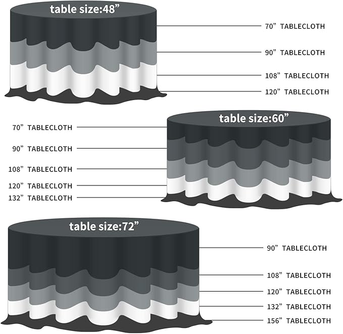 Fokitut 6 Pack Waterproof Round Tablecloth, 120 Inch, Stain Resistant and Wrinkle Polyester Table Cloth, Fabric Table Cover for Kitchen Dining, Wedding, Party, Holiday Dinner-Ivory