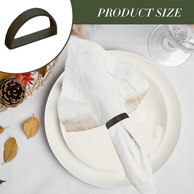 8 Pcs Black Napkin Rings - Metal Napkin Ring,Stainless Steel Napkin Rings for Table Settings Wedding Christmas Party Dinner Table(Semicircle)