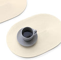 FunWheat Oval Braided Placemats Set of 6 Table Mats for Dining Tables Washable Heat Resistant Place Mats for Indoor Outdoor Use 12 x18 Inch(Oval Beige, 6pcs)