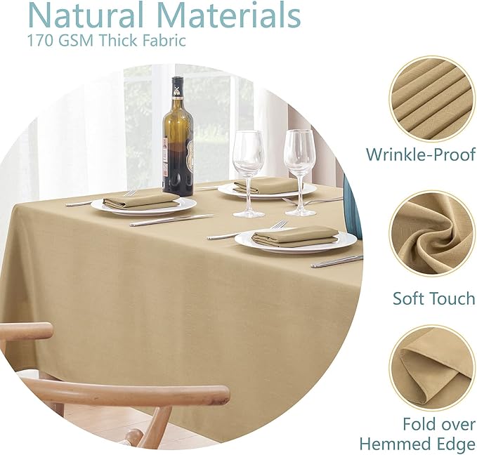 Faux Linen Rectangle Tablecloth Waterproof 60x120 inch Table Cloth Stain and Wrinkle Resistant Washable, Decorative Fabric Table Cover for Dining, Kitchen, Wedding and Parties, Coffee