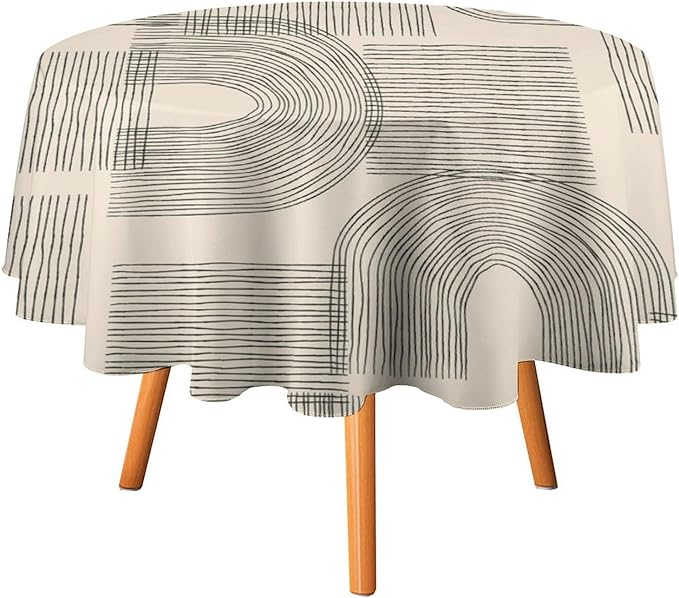 Boho Round Tablecloth, Mid Century Minimalist Abstract Aesthetic Modern Tablecloth for Home Party Dining Room Kitchen Decor 36Inch(90cm)