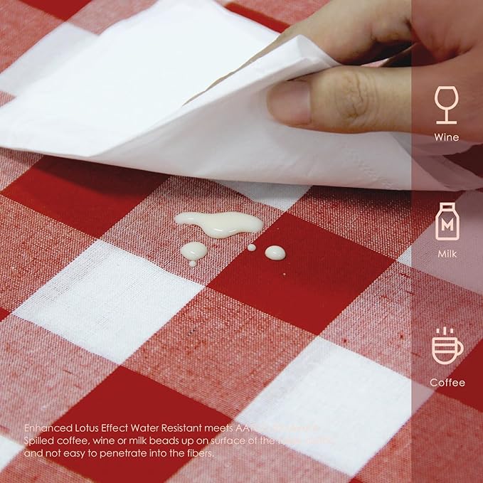 BALCONY & FALCON Gingham Table Cloth Rectangle – Reversible Water-Resistant Cotton Checkered Tablecloth for Valentine， Outdoor Picnic, Camping, Kitchen, Holiday Party Decor (Red White, 55x95 Inch)