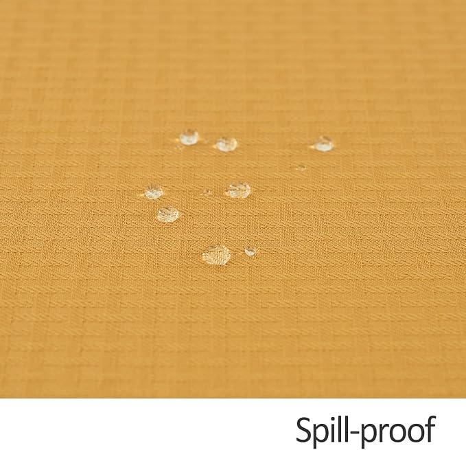 maxmill Square Tablecloth Water Resistance Antiwrinkle Spill Proof Weaved Texture Table Cloth, Decorative Fabric Table Cover for Banquet Parties Event Holiday Dinner, 70 x 70 Inch, Ochre Yellow