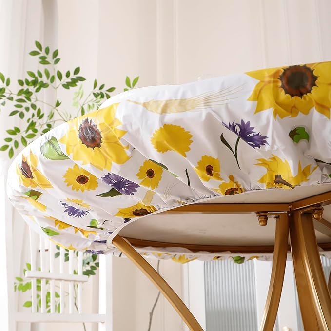 Walrus Round Vinyl Fitted Tablecloth with Flannel Backing Elastic Edge Design Table Cover Waterproof Oil-Proof PVC Table Cloth Stain-Resistant Best for 37"-44" Round