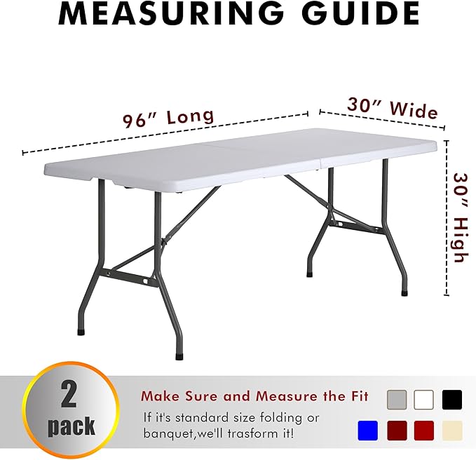 Nasitos 2 Pack Taupe Tablecloth for 8FT Trade Show Table Covers-Open Back Folding Tablecloths Washable Fabric and Wrinkle Resistant Table Covers for Craft Show, Display Table, Parties, Birthday