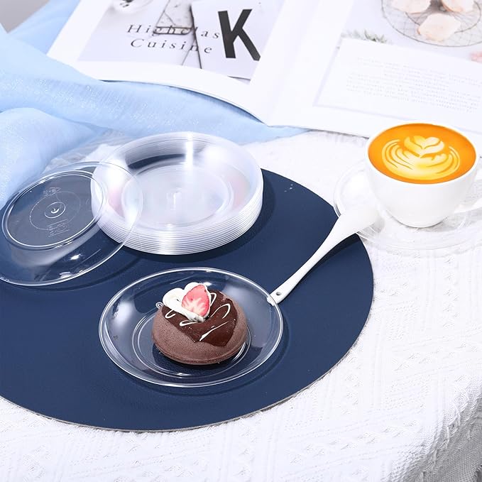 Zopeal 250 Pcs 5 Inch Plastic Dessert Plates Bulk Disposable Small Clear Appetizer Round Wedding Cake Plates Heavy Duty for Dinner Party BBQ Picnic Travel Event Birthday Supply