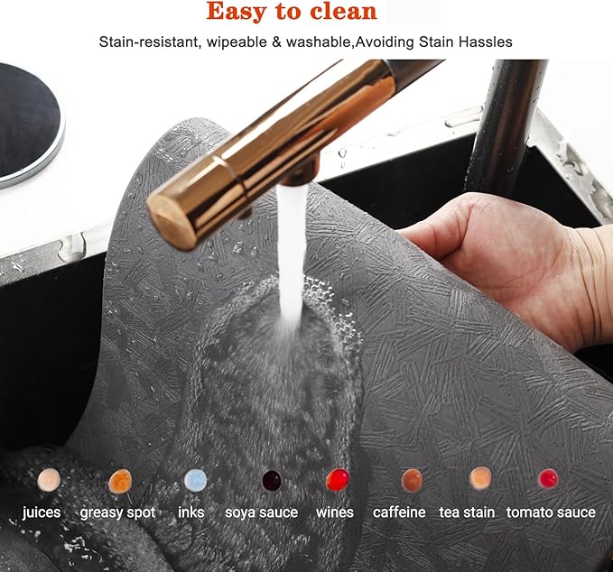 Vinyl Placemats Set of 12 Heat Resistant Easy Clean Non-Slip Place Mats for Dining Table Faux Leather Waterproof Stain Resistant Wipeable Washable PVC Table Mats(12, Gray)