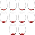 DISCOUNT PROMOS 10 ARC Stemless Wine Glasses Set, 21 oz. - Chardonnay, Cabernet, Merlot, Sauvignon - Red