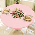 Round Spandex Valentines Day Tablecloth, Elastic Fitted Waterproof Tablecloths for 18"-24" Tables, Stretch Washable Picnic Table Cover for Camping, Dining, Indoor and Outdoor, Pink