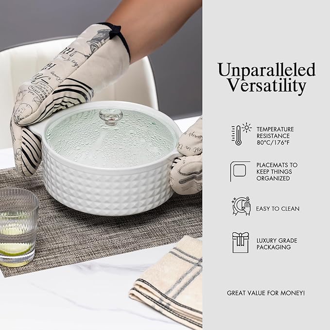 Placemats Set of 4 - Easy Clean Woven Vinyl Placemats for Dining Table, Indoor/Outdoor Place Mats, Washable PVC Table Mats（Cappuccino）