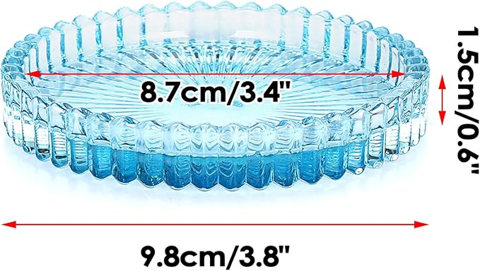 JUXYES 8 Pack Clear Blue Crystal Coasters Round Cup Mat, Glass Coasters for Drinks Coffee Tea Wine, Decorative Wine Bottle Coaster, Crystal Drink Coasters for Restaurant bar Kitchen Dining Table