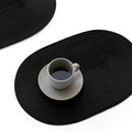 FunWheat Oval Braided Placemats Set of 6 Table Mats for Dining Tables Washable Heat Resistant Place mats for Daily Use 12 x18 Inch (Oval Black, 6pcs)