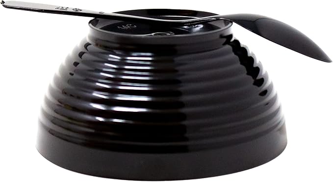 50 Pack 3 oz. Asian-Style Black Mini Plastic Bowl With Spoons | Appetizer Bowls and Disposable Dessert Bowls | Professional-Grade Recyclable | Mini Dessert Cup for Appetizers | CMJJ
