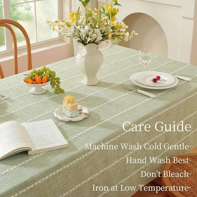 Zobesta Sage Green Table Cloth 60 x 120 Inch, Cotton Green Linen Tablecloth for Rectangle Tables, Heavy Weight Washable Farmhouse Soft Boho Tablecloth for Party, Holiday, Picnic, Dining, Outdoor,Fall