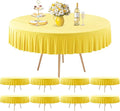 8 Pack Yellow Spandex Round Tablecloths for 72in Table, Stretchy Fitted 6FT Round Table Cloths, Wrinkle Free Table Cover with Skirt for Wedding Birthday Party Bridal Shower Banquet