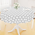 Smiry Round Plastic Table Cloth, Waterproof Vinyl Tablecloth with Flannel Backing for Round Tables, Wipeable Spillproof for Dining, Camping, Indoor and Outdoor (60" Round, White)