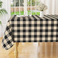 misaya Rectangle Waterproof Vinyl Table Cloth, Buffalo Flannel Backed Tablecloth, Wipeable Plastic Table Cover for Dinner, Kitchen, Outdoor (60" x 102", Black and Beige)