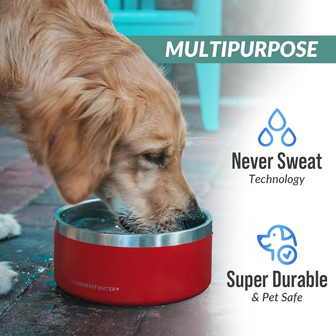 Coldest Dog Bowl - Anti Rust Metal, Non Slip, 3 Layers Insulated Stainless Steel Dog Bowls - Spill Proof & Heavy Duty - Water Bowl for Dogs, Cats & Pets, Dish Washer Safe (100 oz, Galaxy Purple)