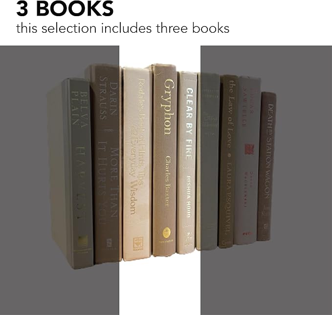 Real Books by Color® (Set of 3, Neutral) Decorative Bookshelf Home Decor Shelf Styling Photo Prop