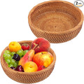 2 pack 9 inch Round Rattan Keys Basket Bowl for Organizing, Tabletop Wicker Organizer Basket Entryway, Hand-woven Rattan Storage Basket for Keys, Wallet, Cell Phone