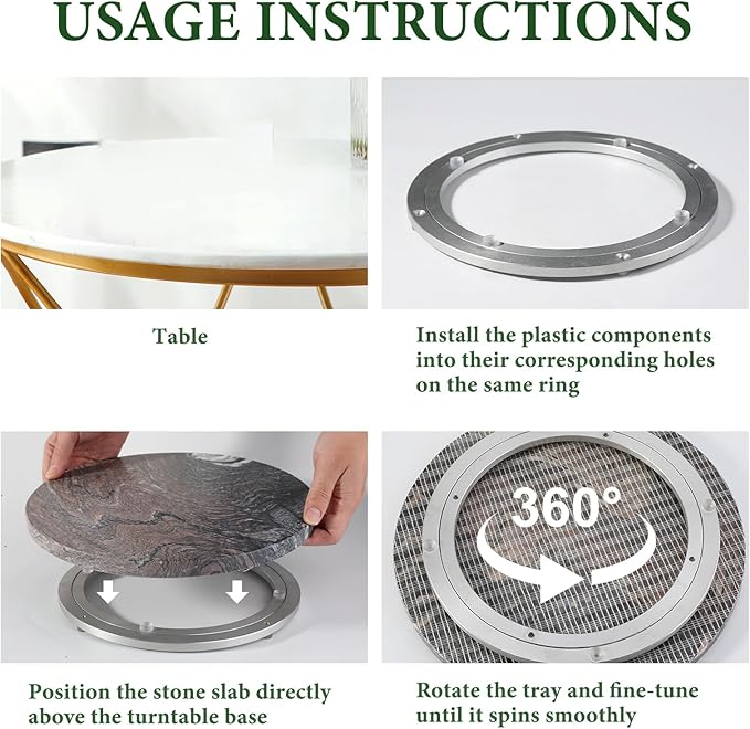 Koville 12'' Marble Lazy Susan Marble Turntable for Kitchen Dinning, Lazy Susans Organizer for Cabinet, Serving Rotation Spinning Tabletop Organizer Swiveling, Spice Rack Storage(Rosso Luana)