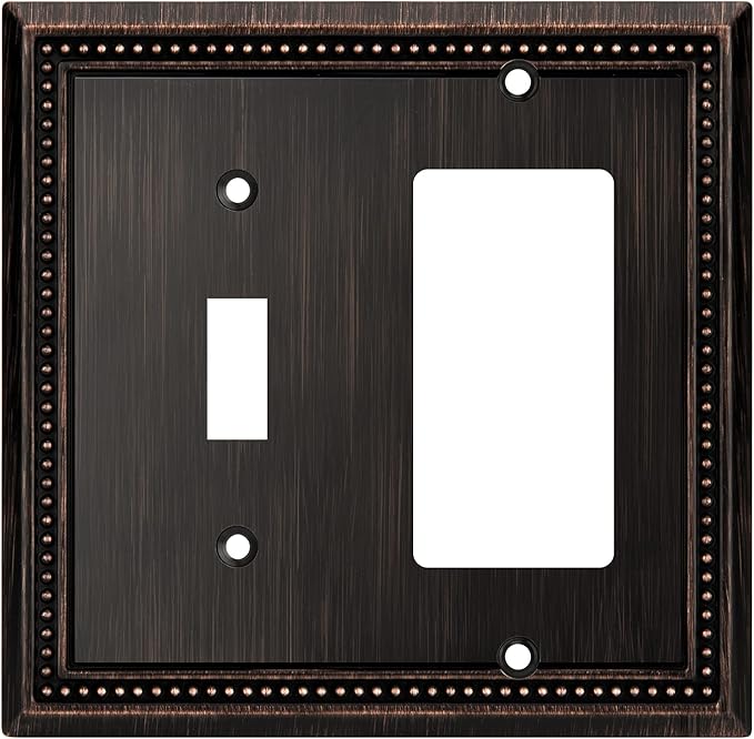 Henne Bery Sunken Pearls Heavy Duty Decorative Wall Plate Switch Plate Outlet Cover (Toggle/Decorator, Aged Bronze)