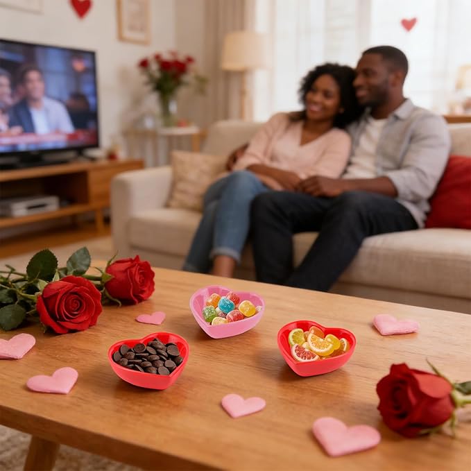 8PCS 3.2inch Heart Shaped Bowl Heart Bowl For Candy Lovers, Office Desk Decor, Home Snack Display, Valentine'S Day, Wedding Celebrations, Birthday Parties,Family Kitchen Use
