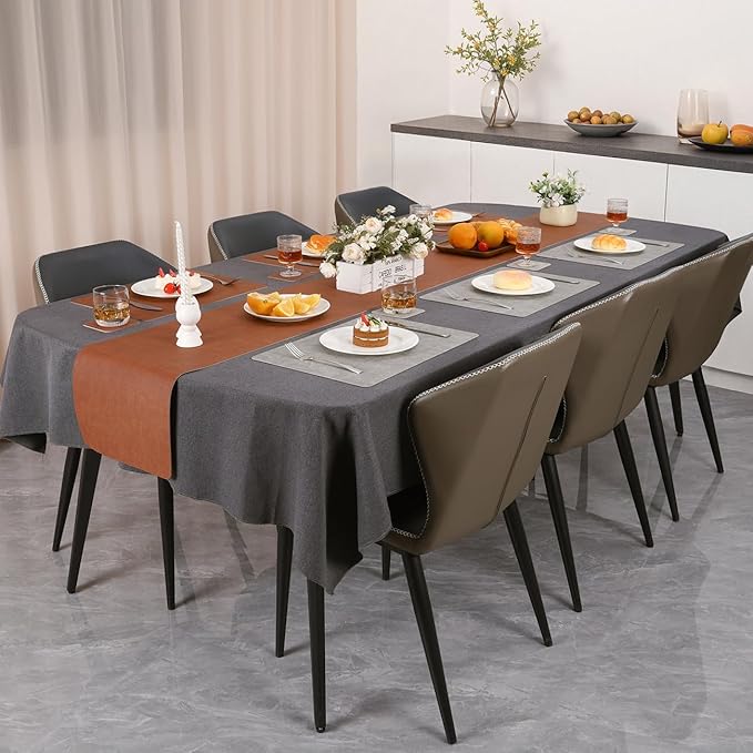 Myir JUN Reversible Vinyl Placemats Set of 4, Faux Leather Place Mats Dual Sided Waterproof Wipeable, Heat-Resistant Table Mats for Kitchen Dining Indoor Outdoor (12" x 17", Light Gray Reddish Brown)