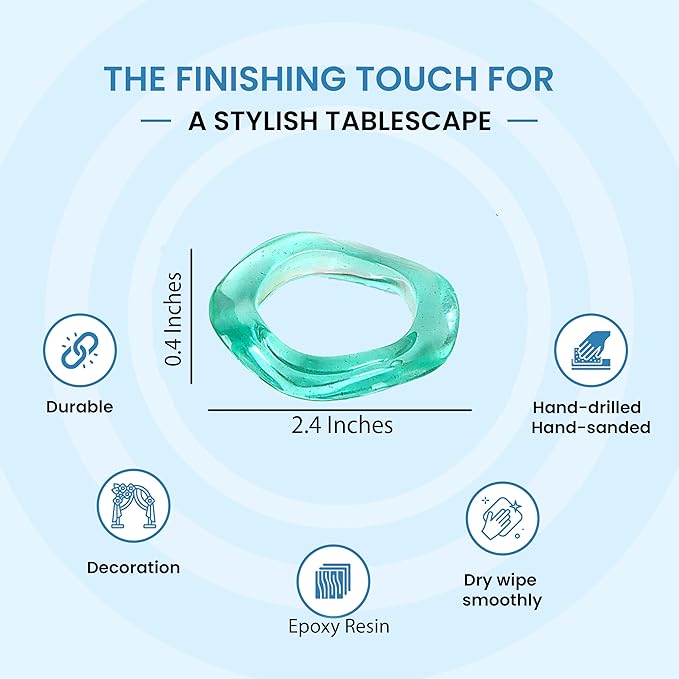 ALPHA Living HOME Set of 12 Epoxy Resin Napkin Rings - Handcrafted Napkin Ring Holders 1.5" Napkin Rings for Christmas Party Decoration, Dinning Table, Family Gatherings, Table Décor(Multi Pastel)