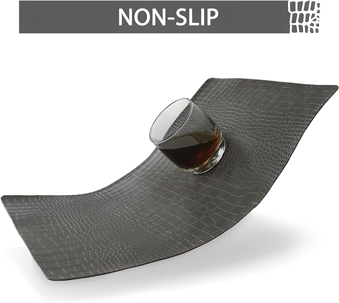 Set of 8 Faux Leather Placemats, PU Table Mats, Waterproof, Stain Resistant, Heat Resistant, Easy to Clean for Kitchen Dining Table,Conference Table